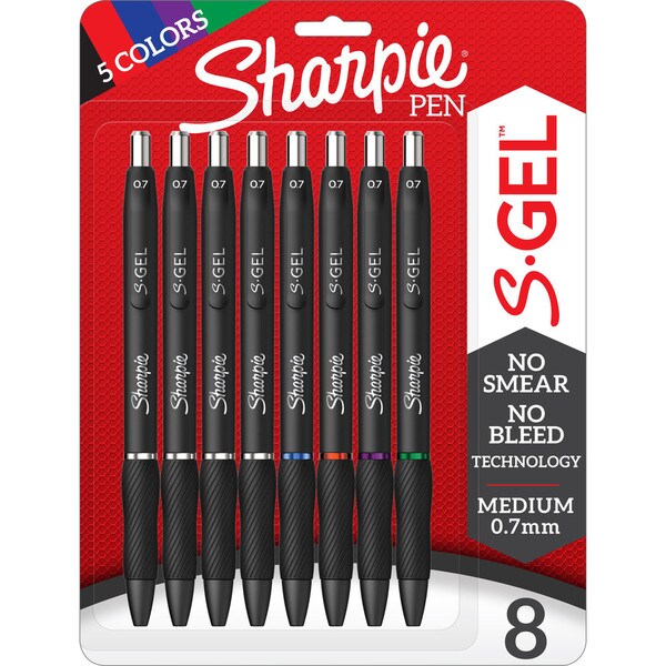 Sharpie S-Gel Pen .7mm 5 Color 8Pk